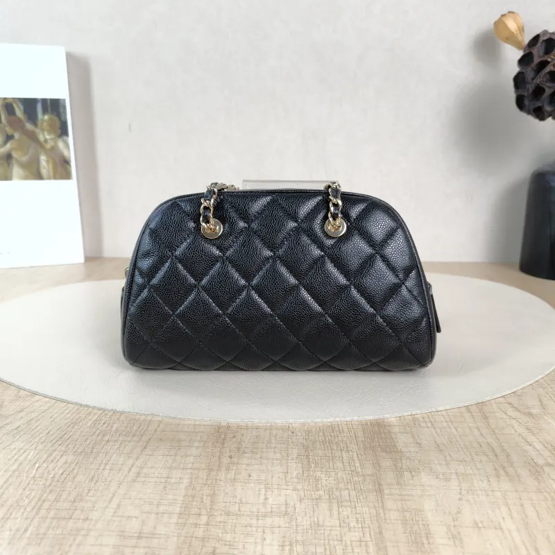 Chanel Shoulder Bag Bowling Bag Black Calfskin One Size19.5 × 5.5 × 12 cm — cover view 4 of 6