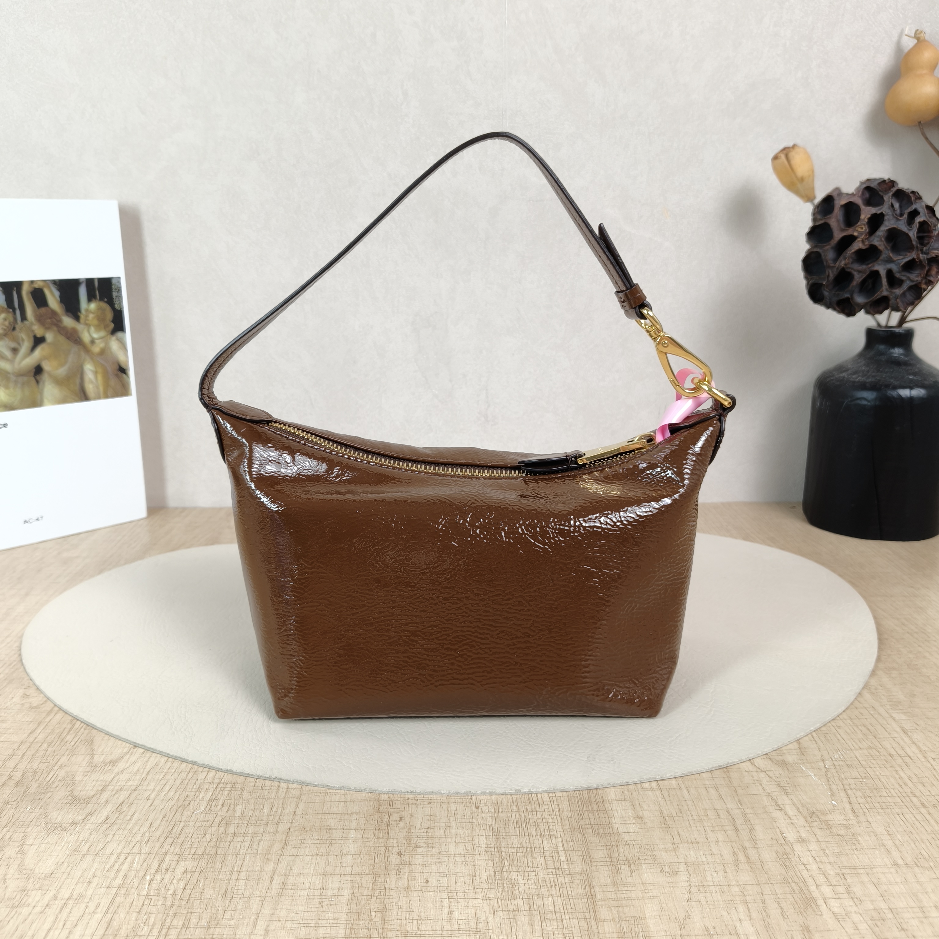 Miumiu Top Handle Bag Top Handle Bag Brown Lambskin One Size18.5 × 10 × 14 cm — cover view 3 of 5