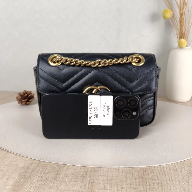 GUCCI Crossbody Bag GG Marmont Small Marmont 22 Black CC alfskin Small 22 × 6 × 13 cm — cover view 4 of 5
