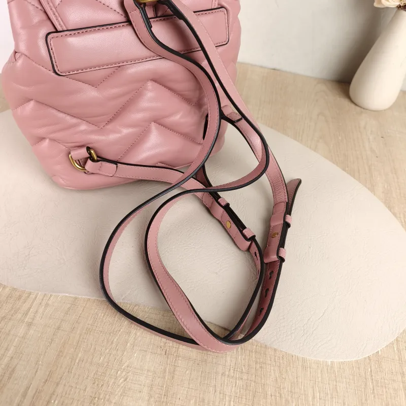 GUCCI Backpack GG Marmont Marmont Backpack Pink Lambskin Mini 20 × 11 × 19 cm — detail view 7 of 11