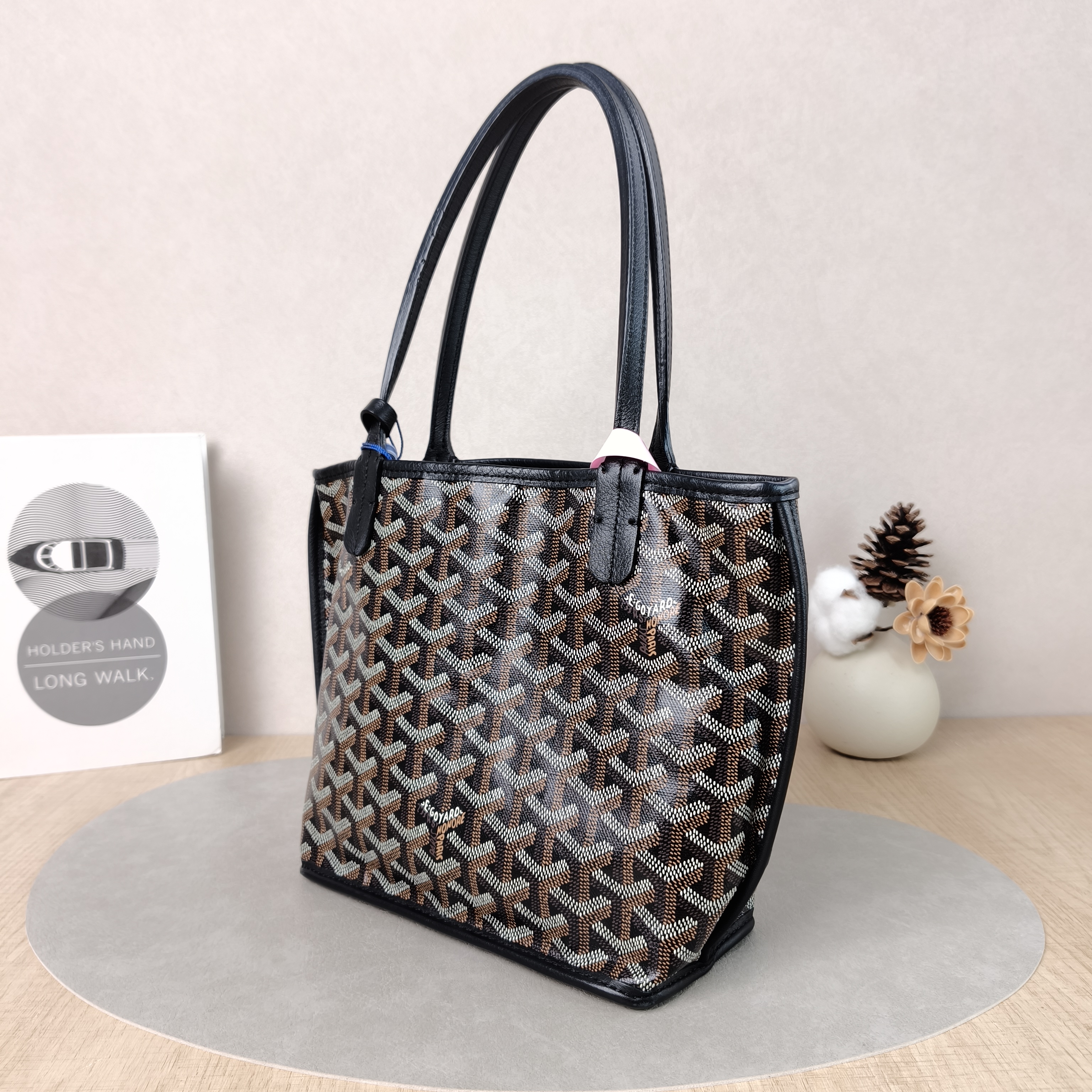 GOYARD Top Handle Bag ANJOU Shopping Tote Black ine Canvasmini19.5 × 9 × 19.5 cm — cover view 4 of 5