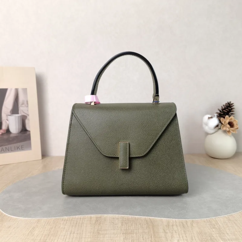Valextra Crossbody Bag lside Top Handle Crossbody Bag Green Calfskin Small 22 × 12 × 16 cm