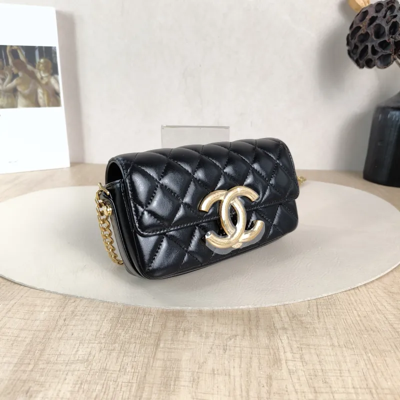 Chanel Crossbody Bag C Logo Crossbody Bag Black Lambskin One Size 17.5 × 4 × 9.5 cm — cover view 4 of 6