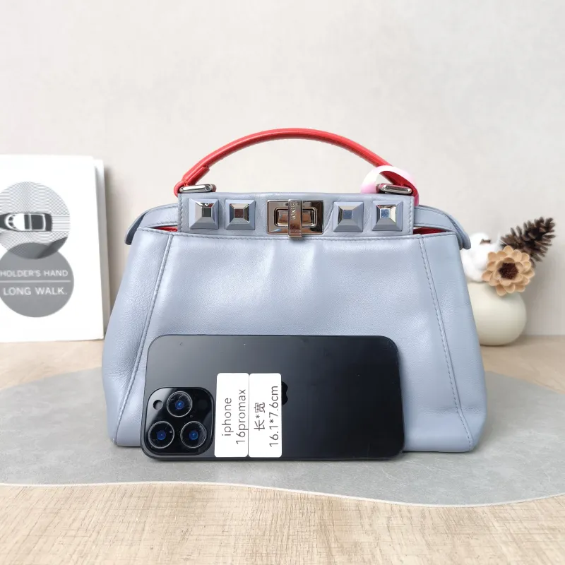 FENDI Crossbody Bag Peekaboo Crossbody Bag Blue Calfskin One Size 23 × 11 × 18 cm — cover view 3 of 5