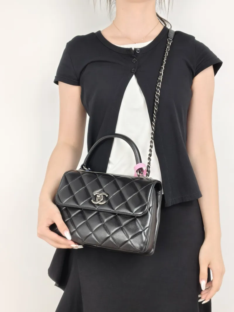 Chanel Crossbody Bag Trendy CC Black Lambskin Small25 × 12 × 17 cm — on-model view 3 of 3