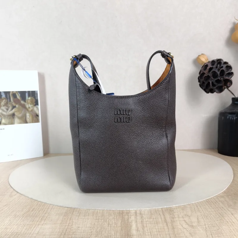 Miumiu Crossbody Bag logo Brown Calfskin One Size 16 × 7 × 17 cm