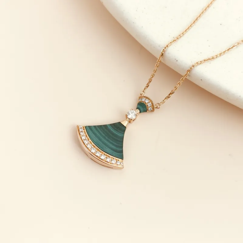 Bvlgari Necklace DIVAS’ DREAM Collection Malachite Pavé Diamond Malachite Diamond18KR ose Gold Large43cm — cover view 3 of 7