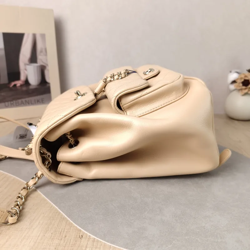 Chanel Backpack Duma Taupe Calfskin Large 21 × 13 × 23 cm — detail view 15 of 15