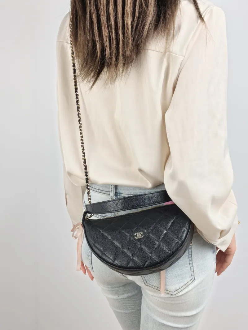 Chanel Crossbody Bag Top Handle Crossbody Bag Black Grained Calfskin One Size 22 × 5 × 15 cm — on-model view 2 of 2