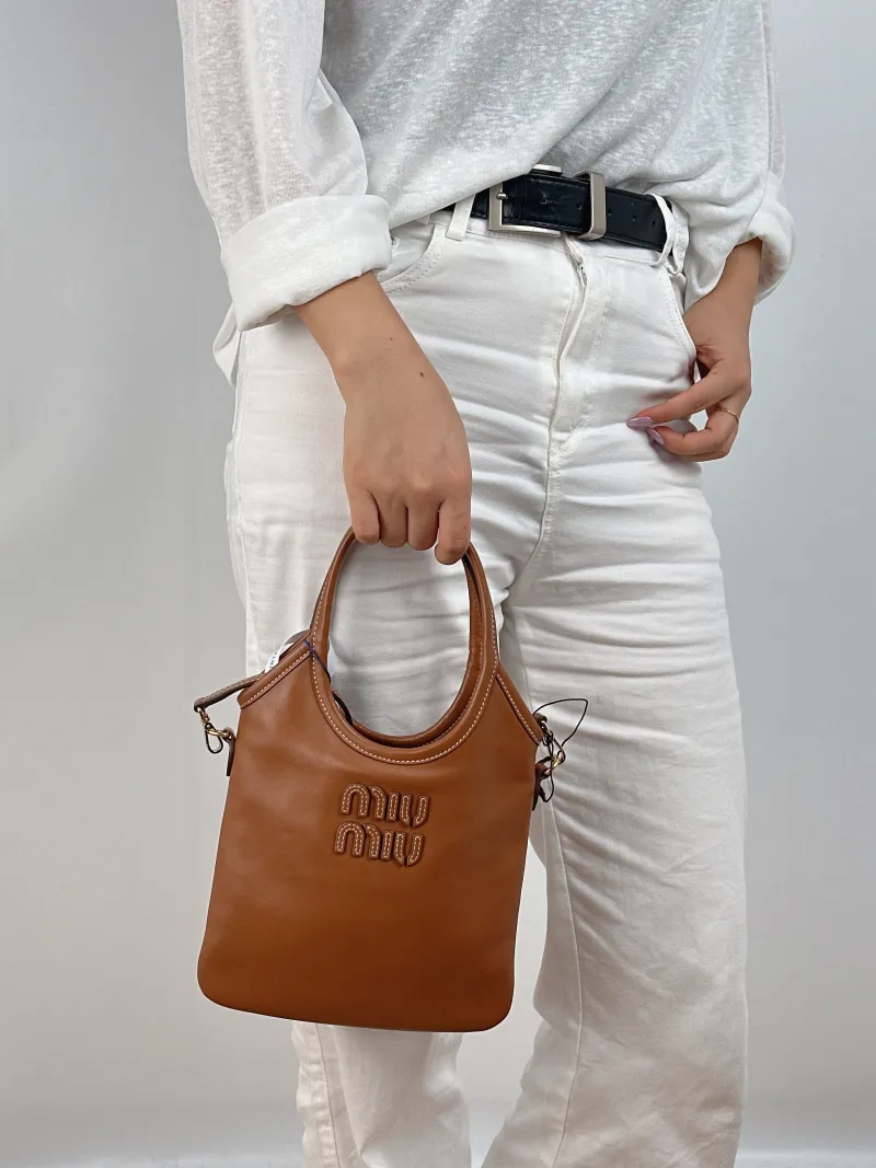 Miumiu Shoulder Bag IVY Tote Shopping Tote CC alfskin Mini 20*24 — on-model view 2 of 2