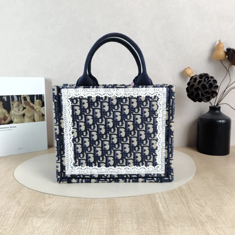 DIOR Shoulder Bag Book Tote Shoulder Strap Edition Blue Canvas Small 26.5 × 14 × 22 cm — cover view 5 of 6