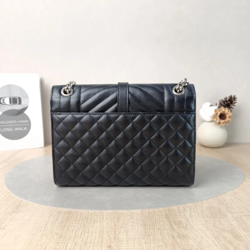 SAINT LAURENT Crossbody Bag ENVELOPE Black Calfskin Medium24 × 6 × 17.5 cm — cover view 5 of 5