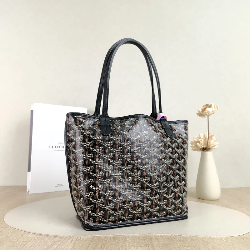 GOYARD Top Handle Bag ANJOU Shopping Tote Black ine Canvas Mini 19.5 × 9 × 19.5 cm — cover view 4 of 5