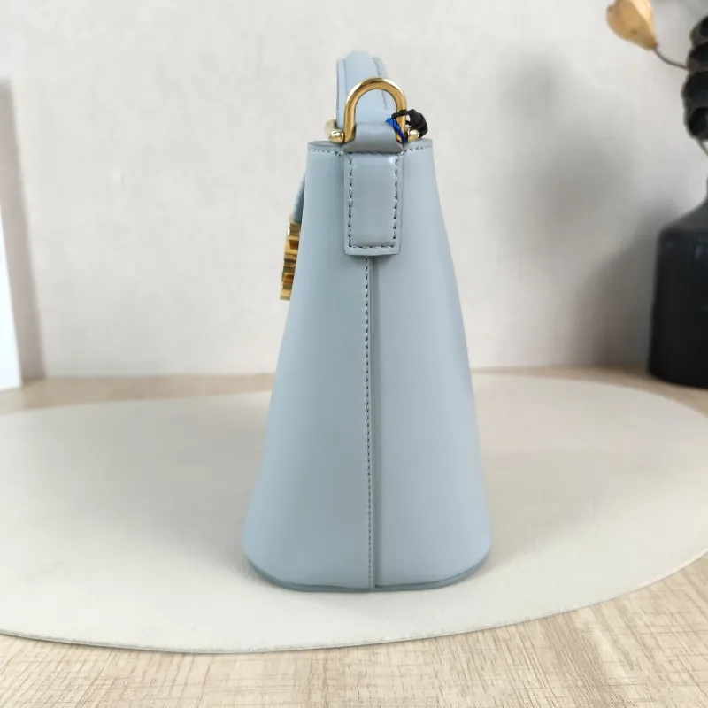 CELINE Crossbody Bag Louise Bucket Bag Blue Calfskin Mini 13.5 × 10 × 16 cm — detail view 2 of 13