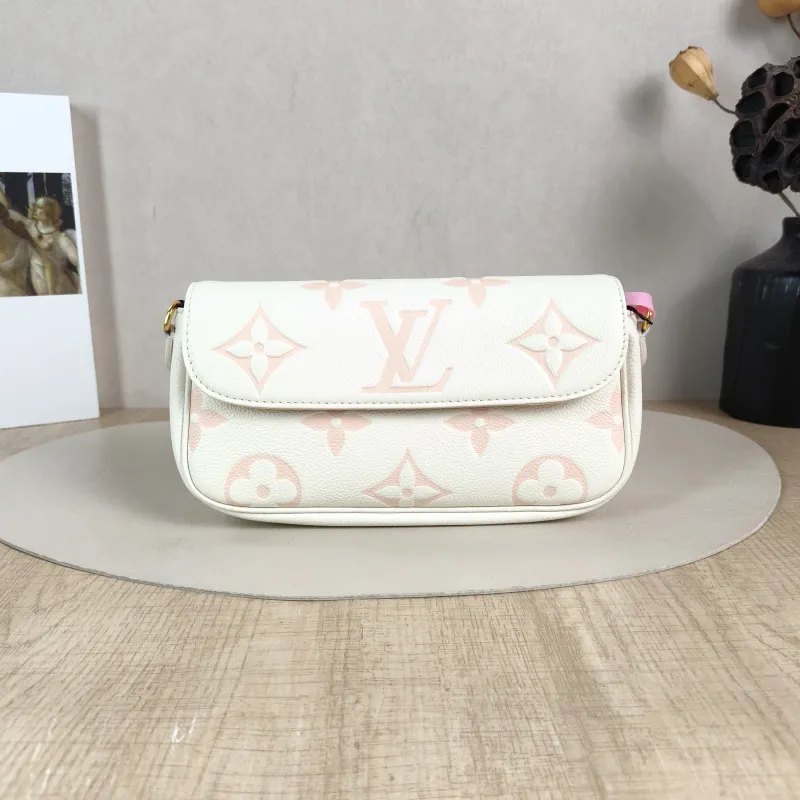 Louis Vuitton Crossbody Bag IVY White · Pink Monogram Empreinte Embossed Calfskin Small 23.5 × 4.3 × 12 cm