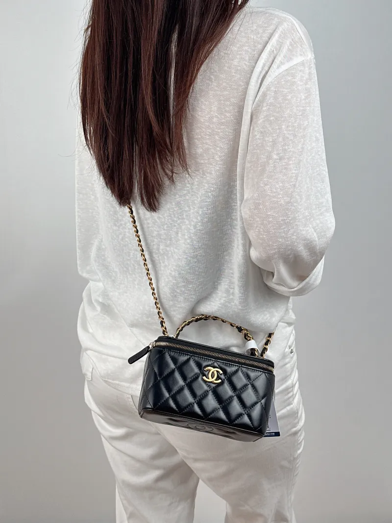 Chanel Crossbody Bag Edition Woven Black Calfskin Mini 16 × 8 × 9.5 cm — on-model view 2 of 2