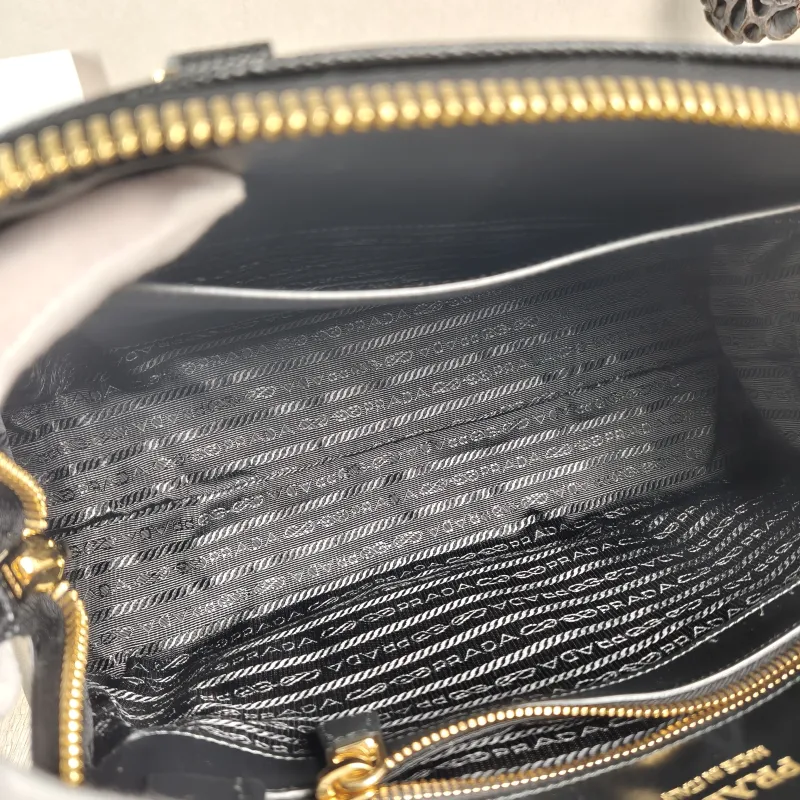 PRADA Top Handle Bag Saffiano Black Calfskin One Size 31.5 × 11 × 20 cm — detail view 7 of 11
