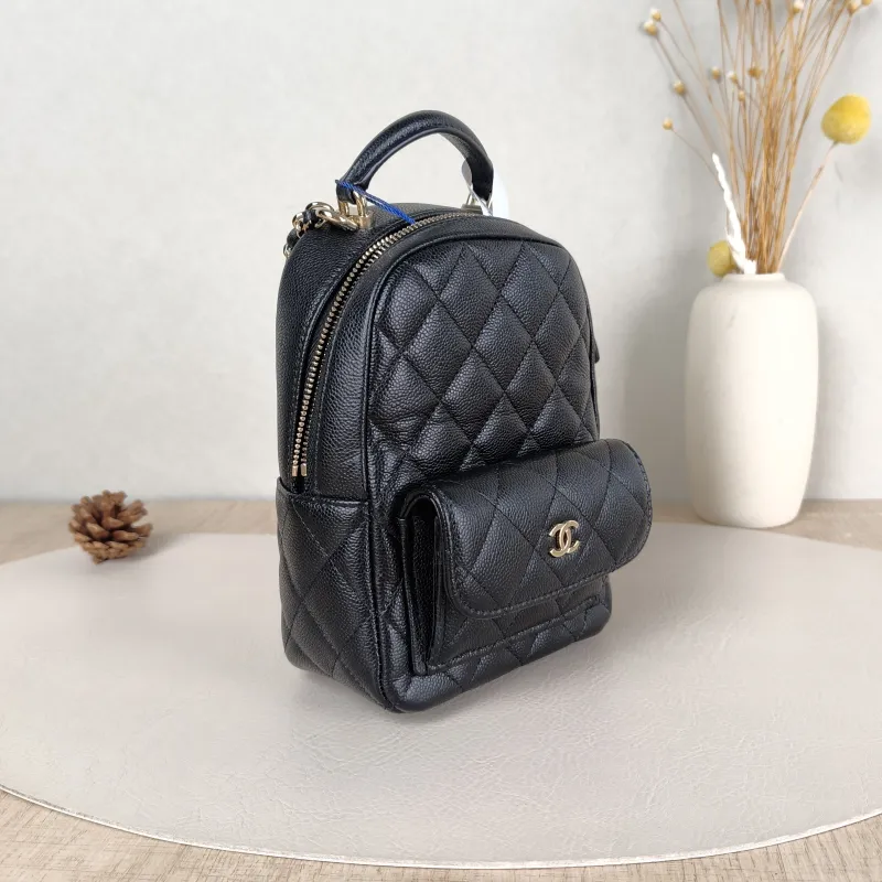 Chanel Crossbody Bag Mini Backpack Crossbody Bag Black Grained Calfskin One Size 13 × 9 × 18 cm — cover view 4 of 5