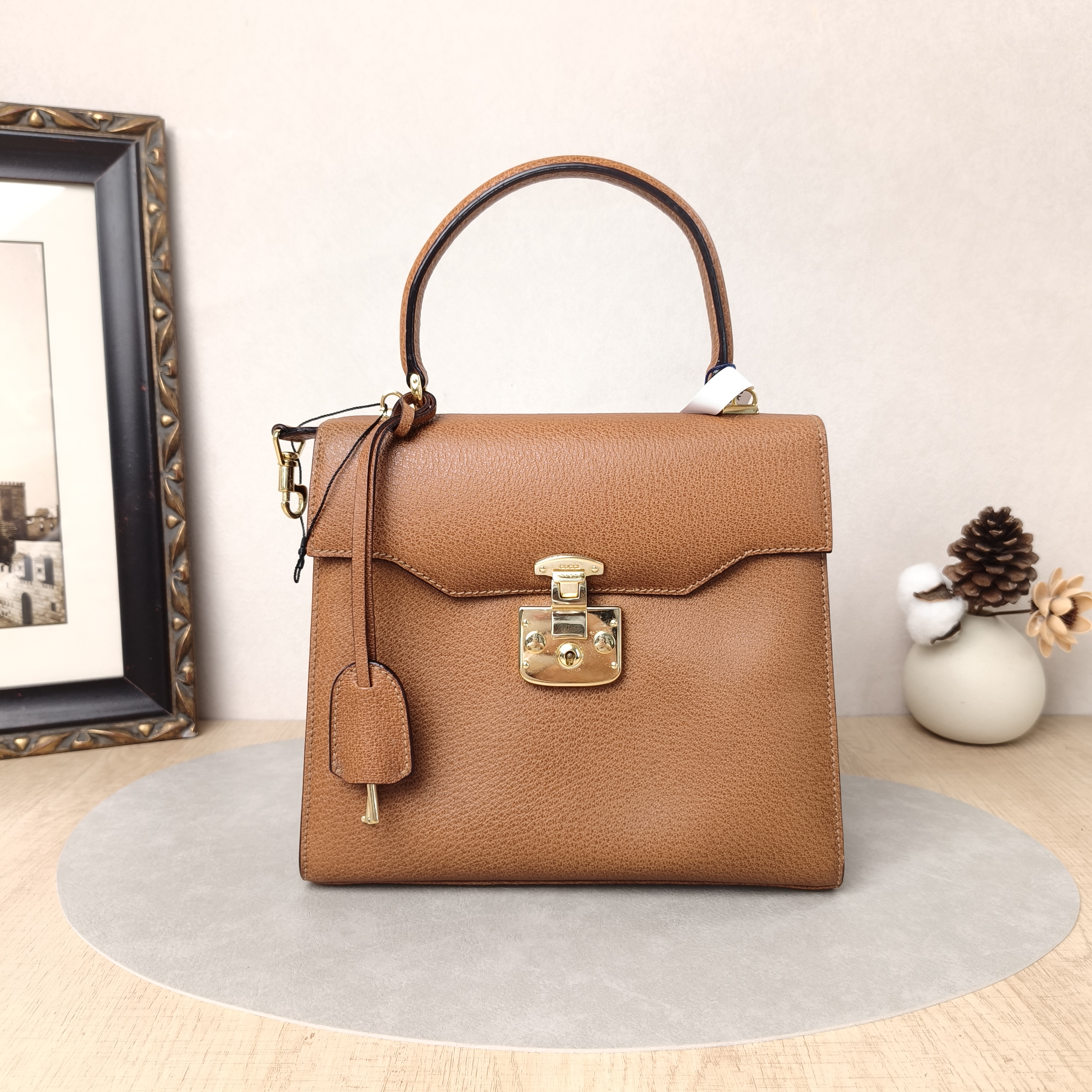 GUCCI Top Handle Bag Top Handle Bag Brown Calfskin One Size24 × 9 × 20.5 cm