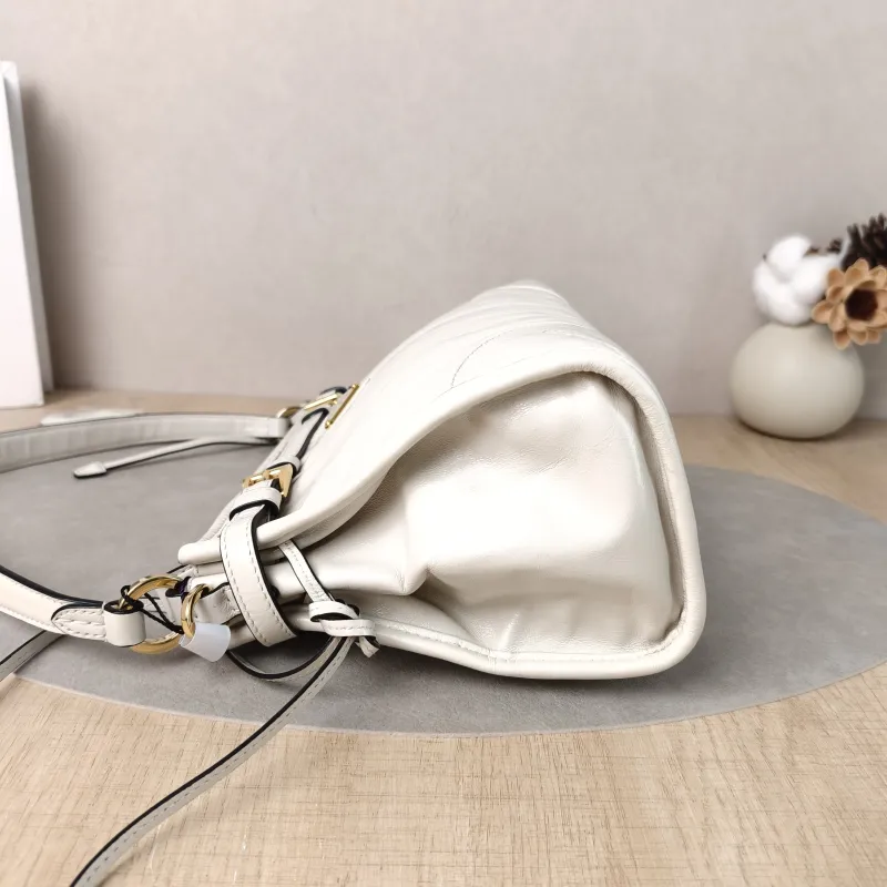 PRADA Shoulder Bag Bonnie Shoulder Bag White Waxed Leather Calfskin Small26 × 10 × 17 cm — detail view 15 of 15