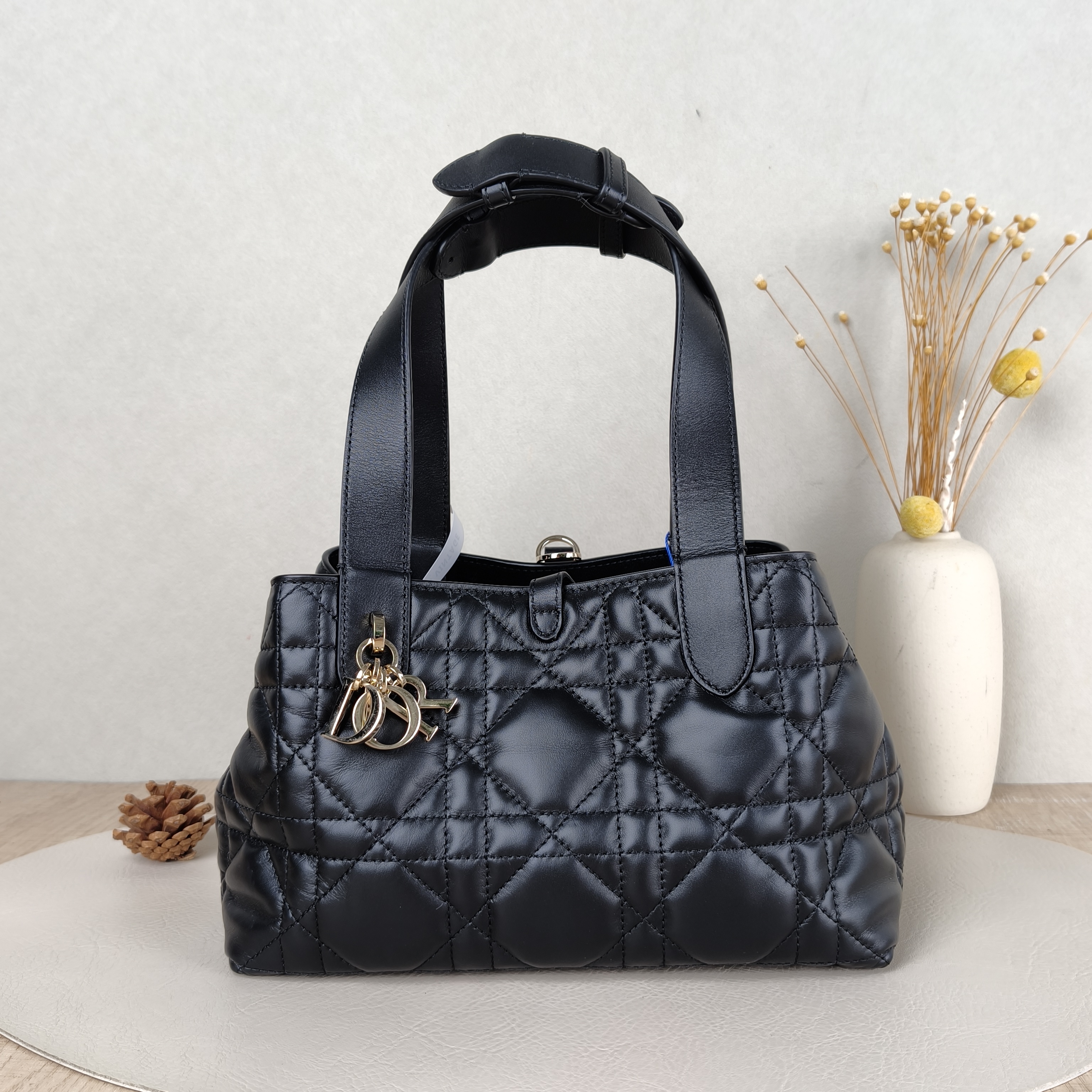 DIOR Top Handle Bag TOUJOURS Black Calfskin Small23 × 12 × 15.5 cm