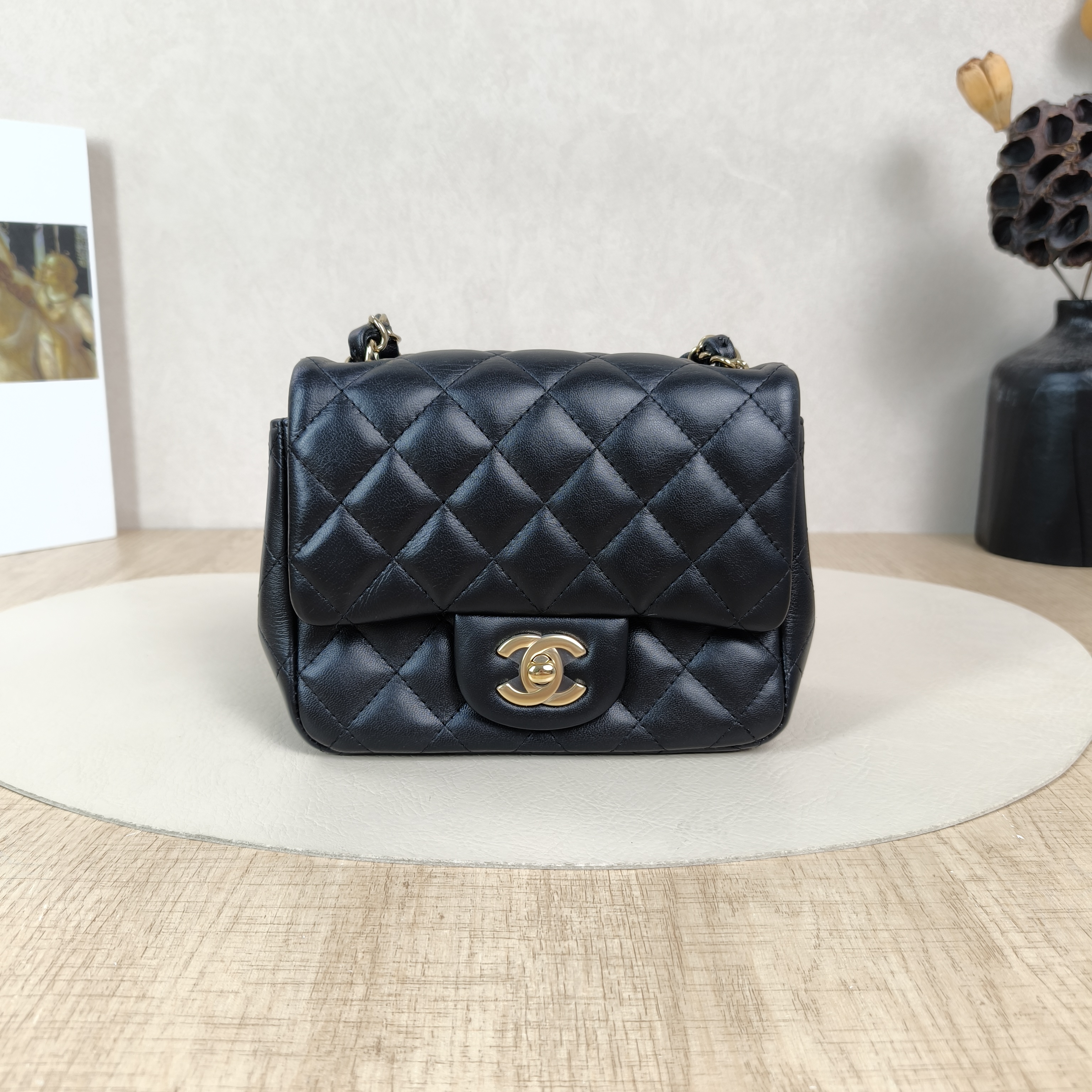 Chanel Crossbody Bag Classic Flap Mini CF Mini Black SL ambskinmini17 × 8 × 13.5 cm
