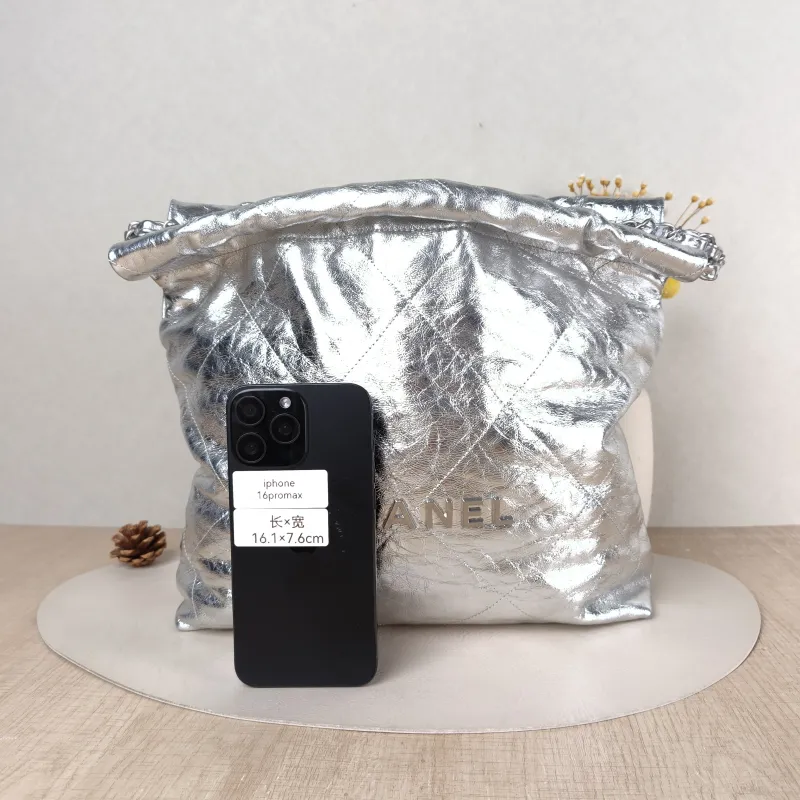 Chanel Shoulder Bag 22Bag Silver Calfskin Small 35 × 7 × 37 cm — cover view 4 of 5