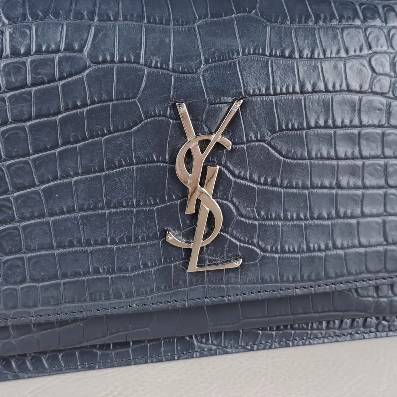 SAINT LAURENT Crossbody Bag SUNSET Grey Calfskin Medium 22 × 6.5 × 16 cm — detail view 13 of 13