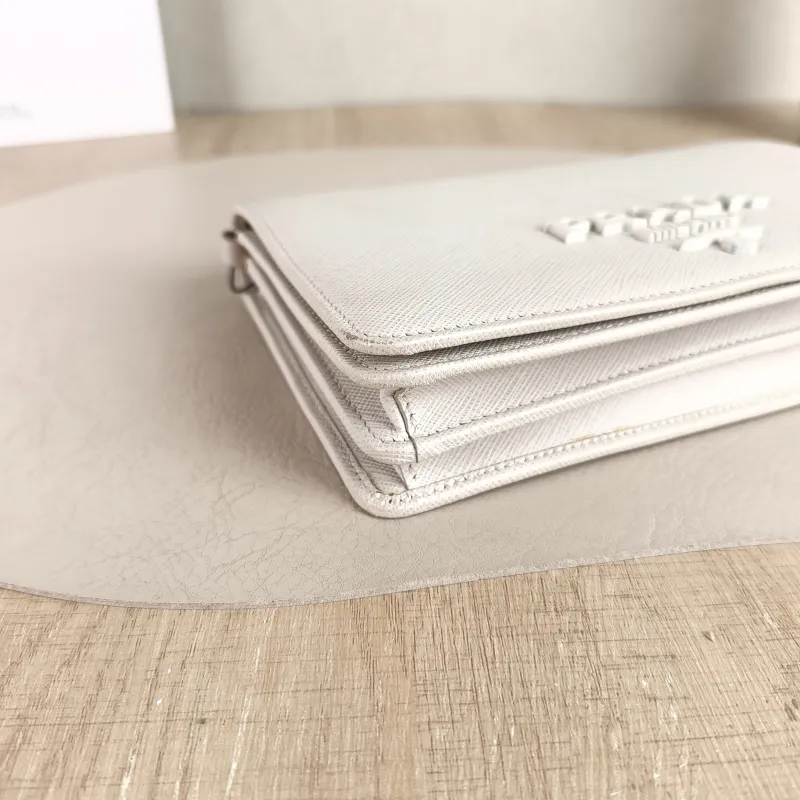 PRADA Crossbody Bag Crossbody Bag White Calfskin One Size 20 × 4 × 13 cm — detail view 5 of 13
