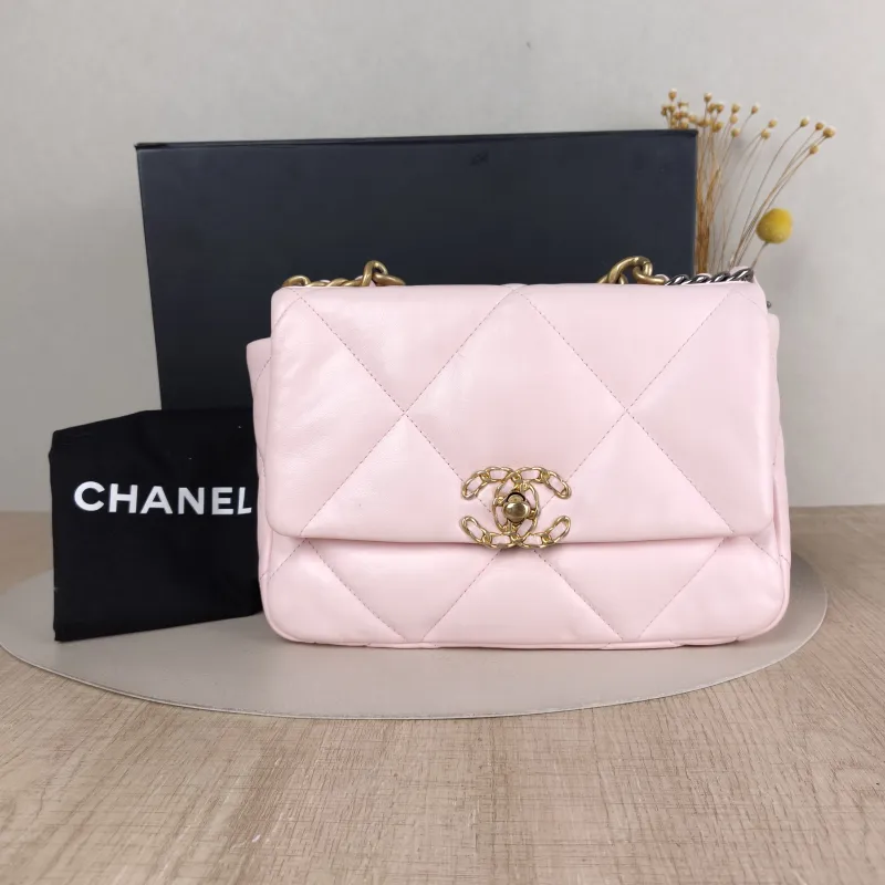 Chanel Crossbody Bag 19Bag Pink SL ambskin Small 26 × 9 × 16 cm — cover view 3 of 6