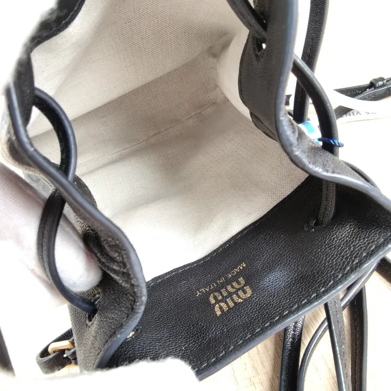Miumiu Crossbody Bag logo Black Lambskin One Size 14 × 6 × 17 cm — detail view 3 of 11