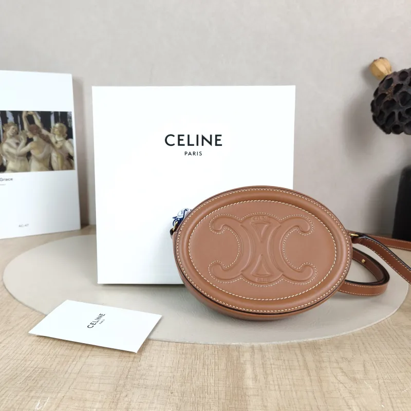 CELINE Crossbody Bag Cuir Triomphe Brown Calfskin Small 16 × 4 × 12.5 cm — cover view 5 of 6