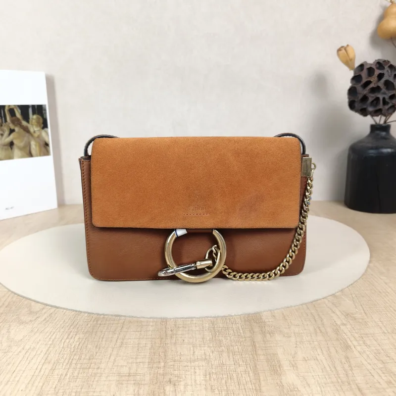 Chloé Shoulder Bagfaye Crossbody Bag Brown Suede Small24 × 3 × 14 cm