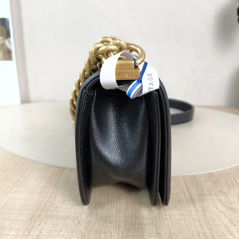 Chanel Crossbody Bag Le Boy​ Black Grained Calfskin Small 20.5 × 8.5 × 12 cm 25 — detail view 10 of 11