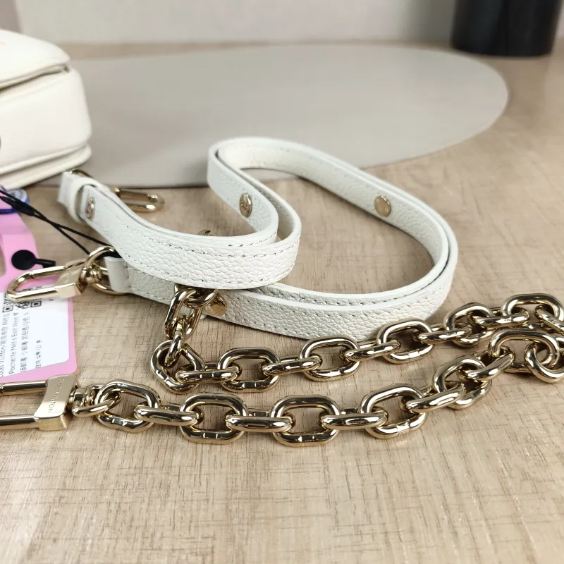 Louis Vuitton Crossbody Bag Pochette Métis East West White · Pink Calfskin Small 21.5 × 6 × 13.5 cm — detail view 7 of 13