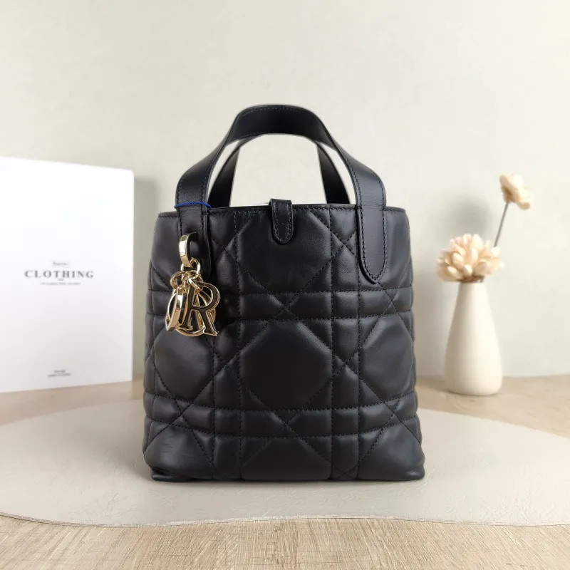 DIOR Shoulder Bag TOUJOURS Edition Black Calfskin Small 18.5 × 12 × 18.5 cm