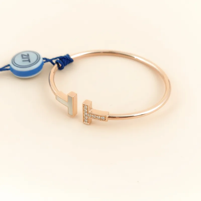 Tiffany&Co. Bangle T Collection T Bangle Diamond18KR ose Gold One Size 14.7cm — cover view 3 of 7