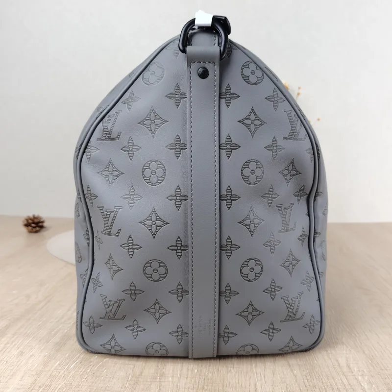 Louis Vuitton Top Handle Bag Keepall 50 Shoulder Strap Edition Grey Calfskin One Size 50 × 23 × 29 cm — detail view 9 of 11