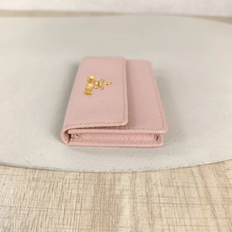 PRADA Wallet Cardholder Pink Calfskin 9.8 × 1.5 × 6.5 cm — detail view 5 of 8