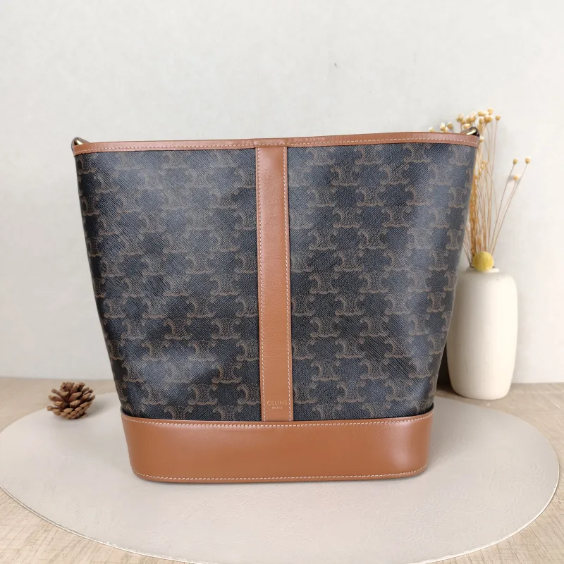 CELINE Crossbody Bag Triomphe Bucket Bag Monogram PVC Medium 24 × 18 × 27 cm