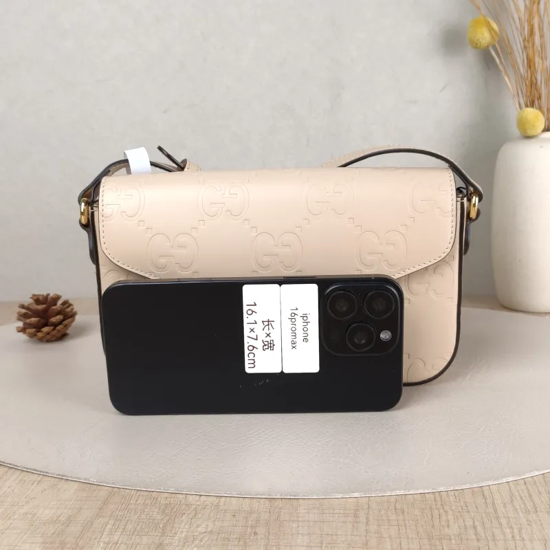 GUCCI Crossbody Bag GG Collection Shoulder Bag Beige Calfskin Mini 21 × 3 × 13.5 cm — cover view 5 of 5