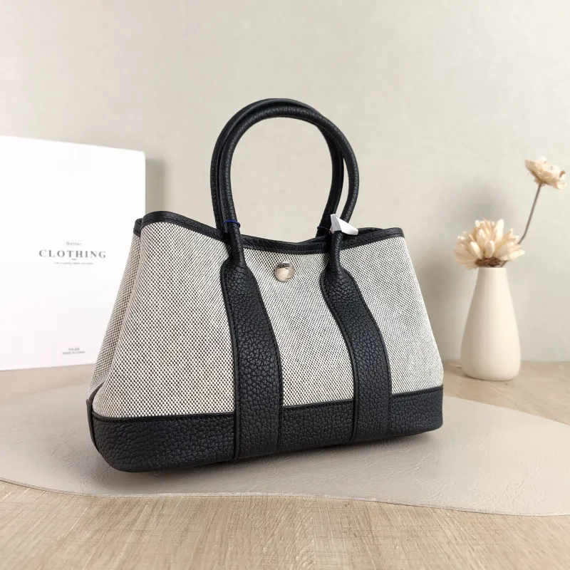 Hermès Top Handle Bag Neo Garden 23 Mini Black · Beige Canvas · Negonda Calfskin Mini 23 × 10 × 16 cm G — cover view 3 of 6
