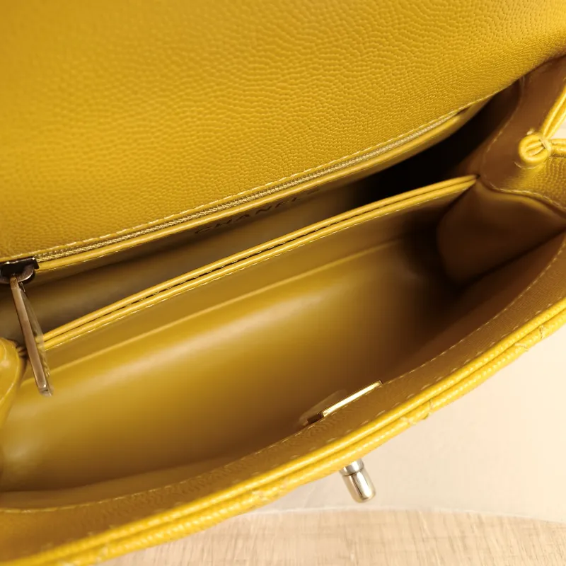Chanel Crossbody Bag Coco Handle​ Yellow Calfskin Small24 × 10 × 14 cm — detail view 13 of 15