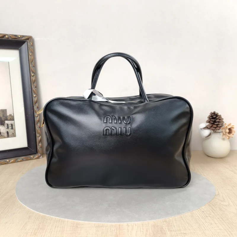 Miumiu Top Handle Bag Beau Black Calfskin Large34 × 10 × 23 cm