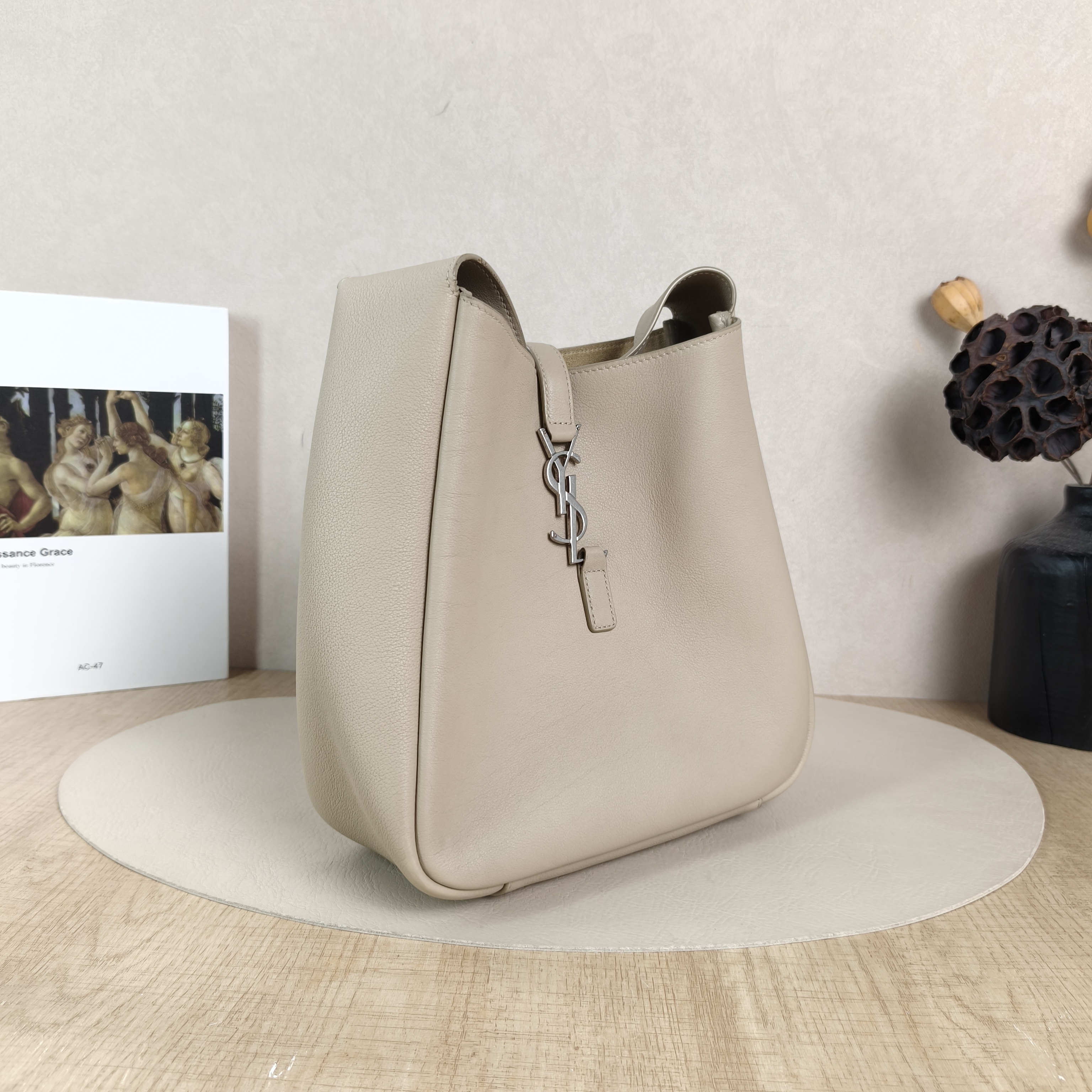 SAINT LAURENT Shoulder Bag LE 5 À 7 Hobo Grey Calfskin Small22 × 8.5 × 23 cm — cover view 3 of 5