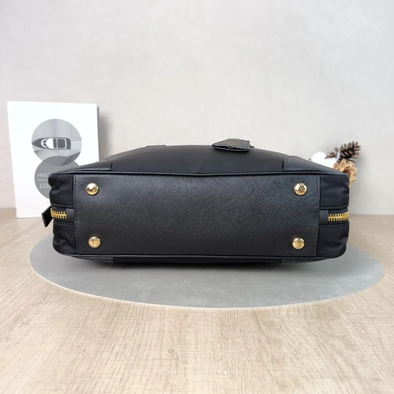 PRADA Top Handle Bag Black Nylon One Size 35 × 9 × 21 cm — cover view 3 of 5