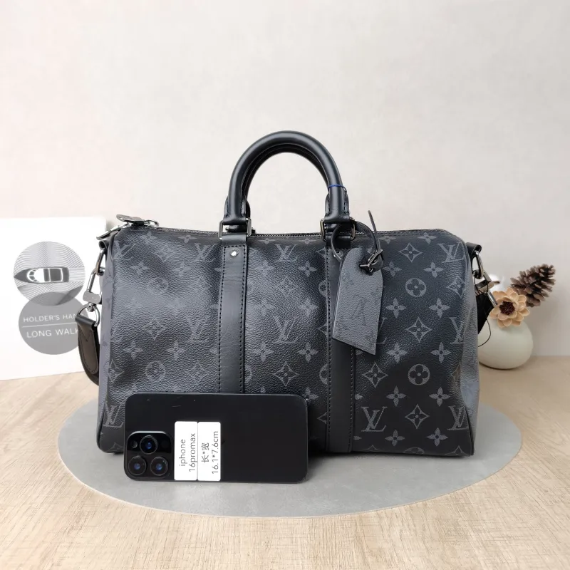 Louis Vuitton Crossbody Bag Keepall 35 Black PVC One Size 35 × 16 × 21 cm — cover view 4 of 6