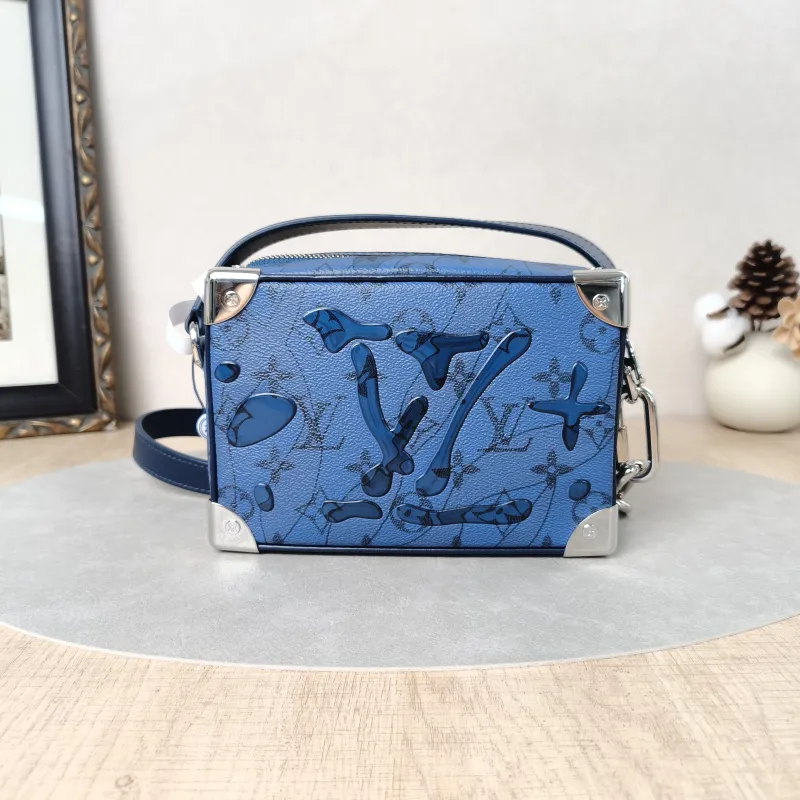 Louis Vuitton Crossbody Bag SOFT TRUNK Box Blue PV Cmini18.5 × 8 × 13 cm