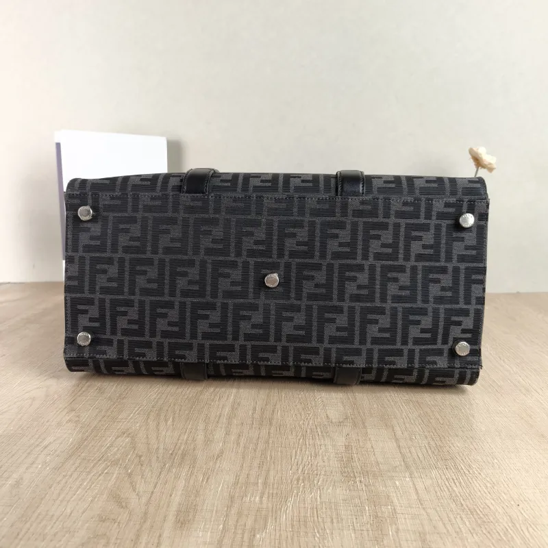 FENDI Top Handle Bag FF Tote Bag Top Handle Bag Grey Canvas One Size 41 × 19 × 35 cm — cover view 3 of 4