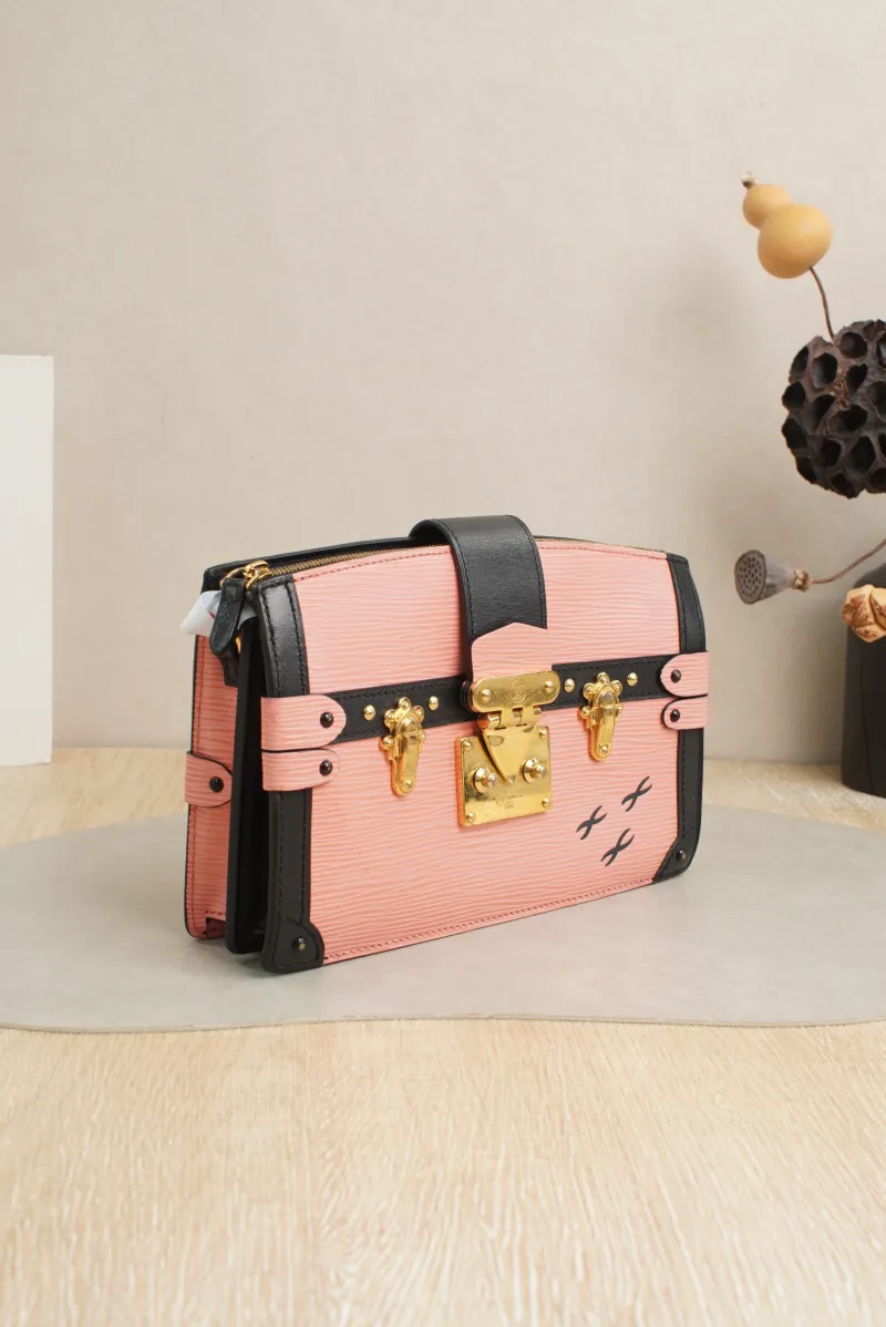 Louis Vuitton Box Pink Embossed Calfskin · Shoulder Strap · 22.5 × 6 × 15 cm — cover view 3 of 7